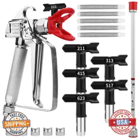 B0cn13szzp Every Family 3600 Psi Airless Paint Sprayer Gun Kit With 5 Nozzles Guard And Extension Pole