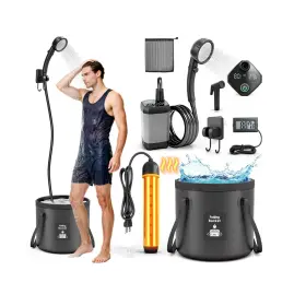 Mj-r13 Fcsjost Portable Shower With Heater 1500w Camping Water Head Black