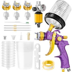 Gattlelic B0d5gvgz9s Hvlp Air Spray Gun Kit 1.4/1.7/2mm Nozzles And Regulator - Pro Paint Sprayer