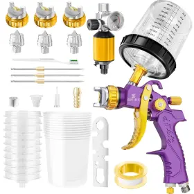 B0d5gvgz9s Gattlelic Hvlp Air Spray Gun Kit 1.4/1.7/2mm Nozzles And Regulator - Pro Paint Sprayer