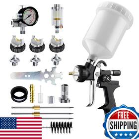 Gattlelic B0dyhchqj2 Hvlp Air Spray Gun Kit 1.3/1.5/1.7mm Nozzles 600cc Cup Regulator Premium