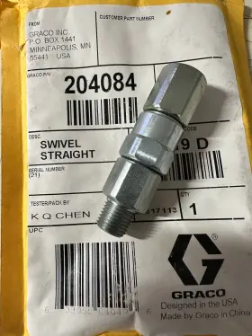 204084 Graco Swivel Straight 1/4 Npt X 8000psi Max New