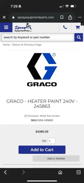 245863 Graco Heater Paint 240v
