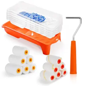 2mthm19p Hanjkinz Paint Roller 2 Inch Small Kit 19 Pack White And Orange