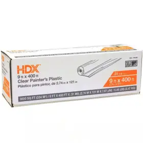 Hdx 313033778793 Plastic Sheeting Roll 9 Ft X 400 Painters 0.31 Mil Clear Multi-purpose Cover