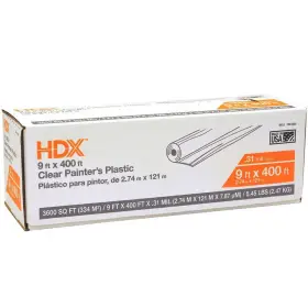 Hdx 726084819863 Plastic Sheeting Roll 9 Ft X 400 Painters 0.31 Mil Clear Multi-purpose Cover