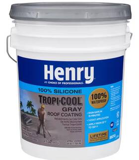 Henry 081725618237 887g Tropi-cool Gray He887g018 100% Silicone Roof Coating 4.75 Gallons New