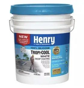 Henry 445033381390 887 Tropi-cool White 100% Silicone Waterproof Roof Coating Sealer 4.75 Gal