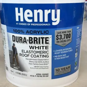 He587 Henry Dura-brite White Elastomeric Roof Coating Specialty Paint 5 Gal
