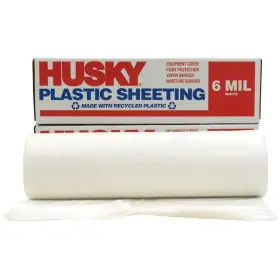 Husky 445023835858 Plastic Sheeting 20 Ft. X 100 White 6 Mil Vapor Moisture Barrier Drop Cloth
