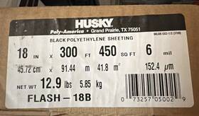 Husky 445028414409 18 Inch X 300 Feet Black 6 Mil Plastic Polyethylene Sheeting 450 Sq Ft