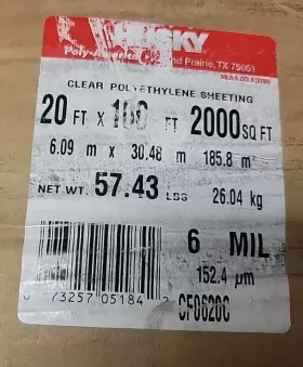 Cd0620c Husky Plastic Clear Polyethylene Sheeting 6.mil 20ft X 100ft 2 000 Sq Foot