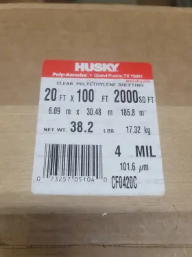 Cfo420c Husky 20 Ft. X 100 White 4 Mil Plastic Sheeting