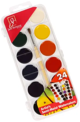 390124 Jack Richeson Student Semi Moist Watercolor Set Of 24