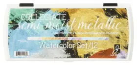 400050 Jack Richeson Set Of 12 Semi Moist Collegiate Metallic Watercolor