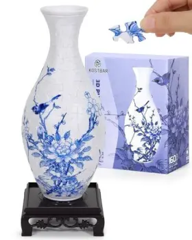 Pt001 Kostbar 3d Puzzles For Adults 160 Pieces Puzzle Vase Flowers Cyan Porcelain