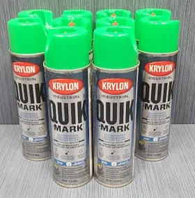 Krylon 075577936304 Lot Of 10 X Quikmark Water-based Fluorescent Safety Green Inverted Marking Paint