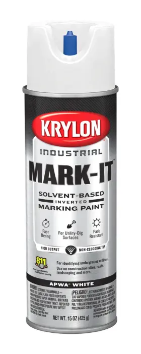 730008 Krylon Mark-it Industrial Sb Apwa White Inverted Marking Paint - 15 Oz