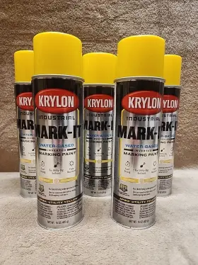 731708 Krylon Lot Of 5 Industrial Mark-it Wb Inverted Yellow Marking Paint