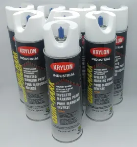 A03900 Krylon Lot Of 8 Industrial Inverted Marking Paint 17 Oz. Utility White