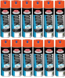 A03905 Krylon 12 Industrial Quik-mark Wb Inverted Marking Paint Fluorescent Orange 17oz