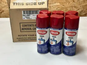 K02116007 Krylon Industrial 6x Pack Lot 12oz Spray Paint - 2116 Osha Safety Red