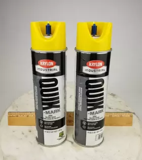T03801004 Krylon Industrial 2x Quik Mark Inverted Marking Paint Utility Yellow 22oz Tallboy Cans Pack