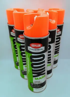 K04003 Krylon Quik-mark Water-based Fluorescent Orange Inverted Marking Paint 6 Cans