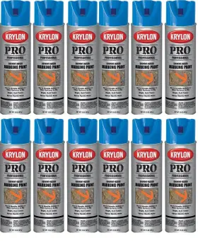 K07303000 Krylon Industrial Quik-mark Sb Inverted Marking Paint Apwa Blue - Lot Of 12