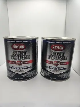 K09725008 Krylon Lot Of 2 Rust Tough High Gloss Pastel Tint Base Tintable Enamel 1 Qt