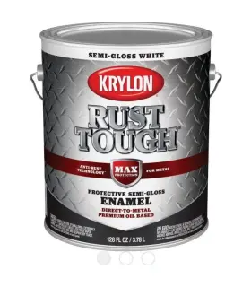 Rtg9734 Krylon Rust Tough Oil-based Semi-gloss Control Enamel White 1 Gal