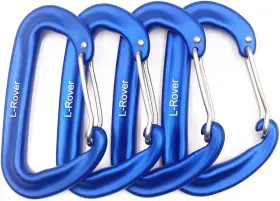 L-rover265 L-rover 759981019104 Carabiner 12kn Lightweight Heavy Duty Clips Aluminium Blue4pcs