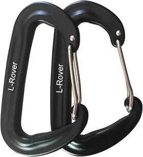 L-rover 765470815089 Carabiner 12kn Lightweight Heavy Duty Clips Aluminium Black2pcs