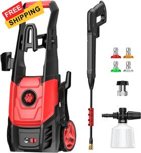 Locksworth Az6041vc-03 Electric Pressure Washer Power With Foam Cannon And 4 Quick Connect Red