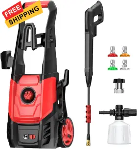 Az6041vc-03 Locksworth Electric Pressure Washer Power With Foam Cannon And 4 Quick Connect Red