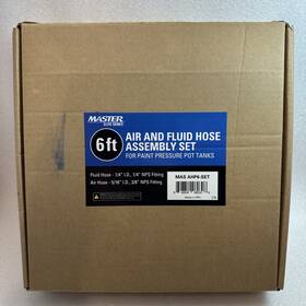 Master Elite 848849080308 6 Foot Air And Fluid Hose Assembly Set For Spray Guns Paint Pressure Pot Tanks