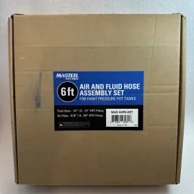 Master Elite 848849080308 6 Foot Air And Fluid Hose Assembly Set For Spray Guns Paint Pressure Pot Tanks