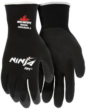 Mcr Safety N9699l Dipped Gloves L Hpt 15g Nylon Black Abrasion Cut Puncture Tear