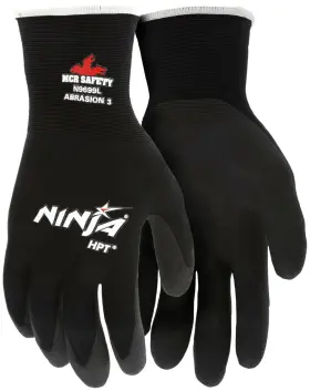 N9699l Mcr Safety Dipped Gloves L Hpt 15g Nylon Black Abrasion Cut Puncture Tear