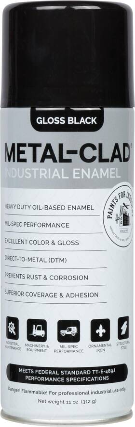 Metal-clad 8-s-3313 Metal-clad Paints For Industry Industrial 11 Fl Oz Pack Of 1 Gloss Black