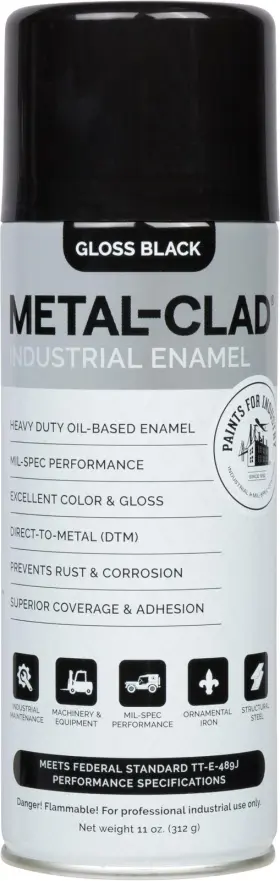 8-s-3313 Metal-clad Paints For Industry Industrial 11 Fl Oz Pack Of 1 Gloss Black