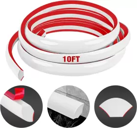 Miuwauer 744110985283 Flexible Quarter Round Molding Self Adhesive White 10 Ft