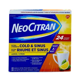 Neocitran 058478113302 Extra Strength Cold And Sinus Night 24 Single Dose Pouchespowder