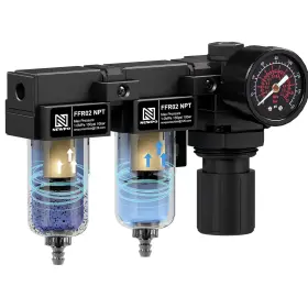 Npffr02b2 Newpo Double 1/4 Inch Npt Air Compressor Filter Regulator With Gauge Spray Guns Drying Sy
