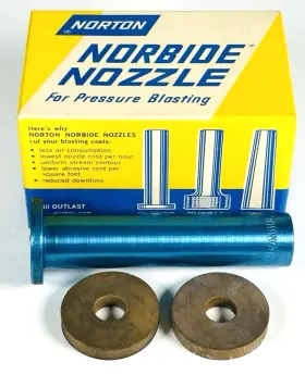 3l4-305b Norton Company Vintage Norbide Pressure Blasting Flange Nozzle With Box