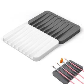 Penitue 1085431 2 Pcs Silicone Paint Brush Holders Gray White Washable Paintbrush Rest Set