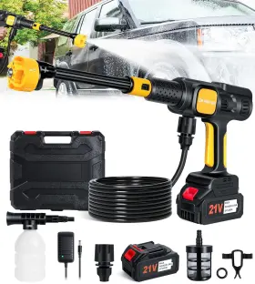 Pircaath S03 Y Cordless Pressure Washer 600psi Portable Power With 6-in-1 Yellow
