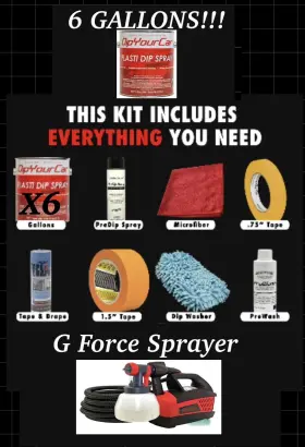 Spray-6 Plasti Dip International 075815101365 Gallon Xl Kit With Dyc G-force Sprayer And More -matte Black