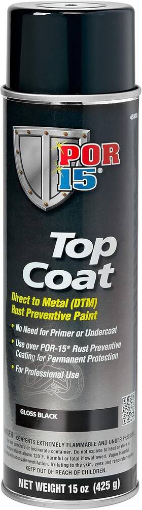 Por-15 051491458184 Por-15 Top Coat Spray Paint Direct To 14 Ounce Pack Of 1 Gloss Black