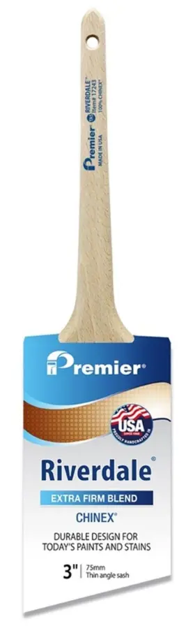 17243 Premier Riverdale 3 Inch W Extra Stiff Thin Angle Sash Paint Brush